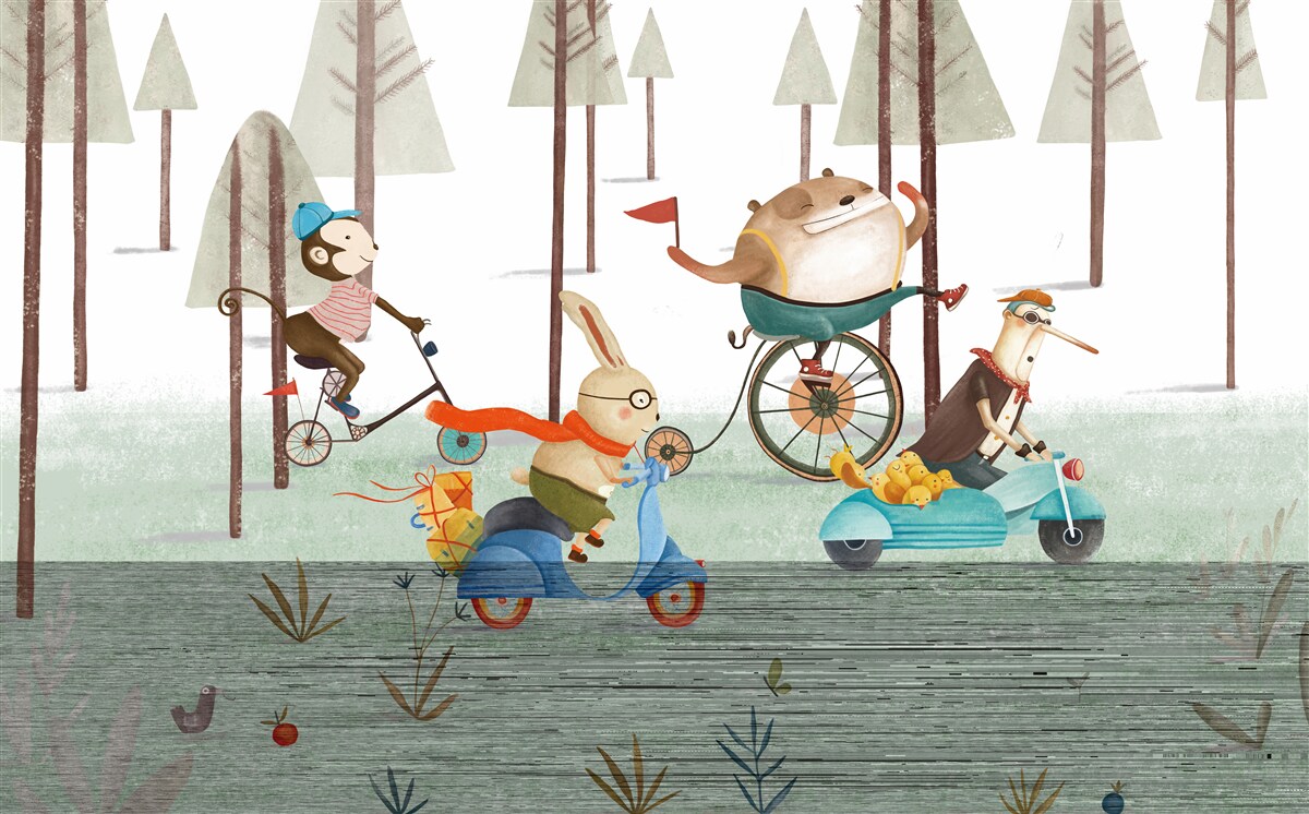 Fototapeta zawody zwierząt w gęstym lesie