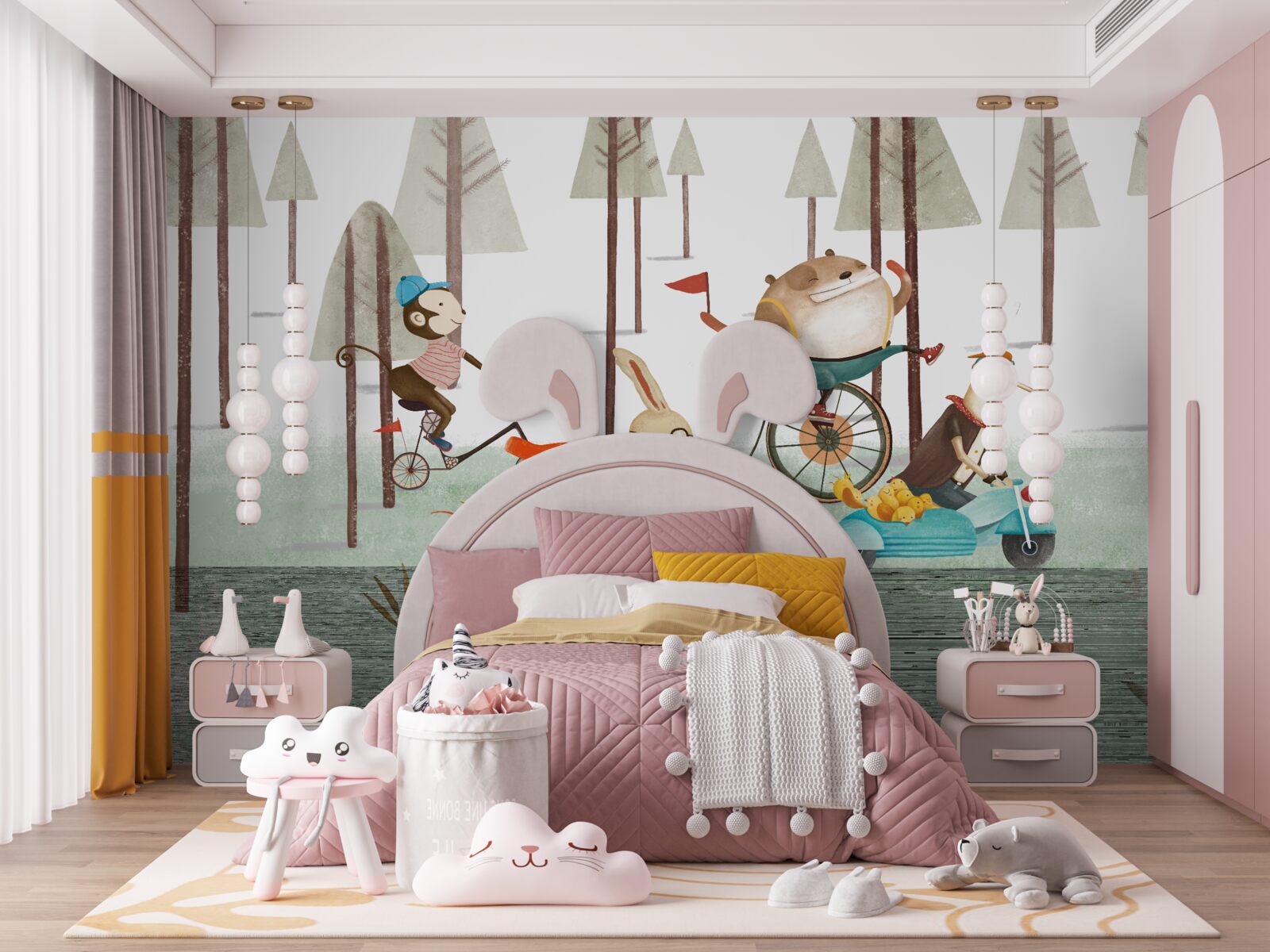 Fototapeta zawody zwierząt w gęstym lesie