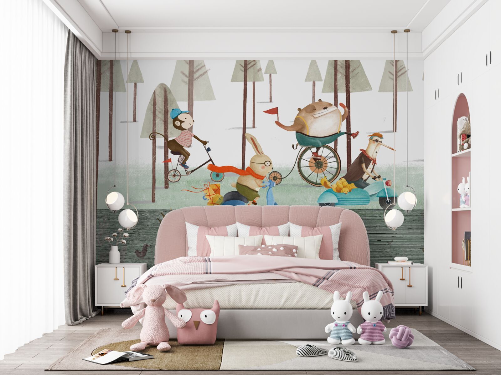 Fototapeta zawody zwierząt w gęstym lesie