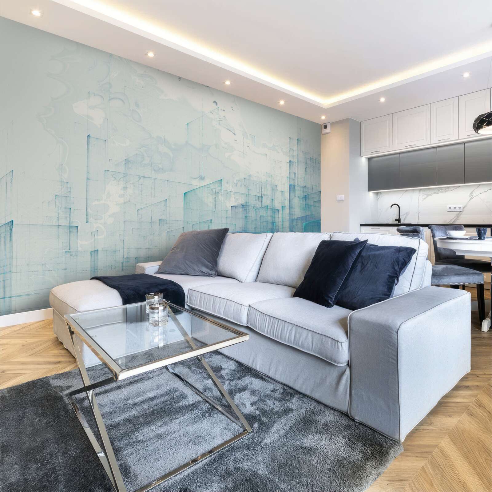 Fototapeta abstrakcyjne miasto spowite mgłą