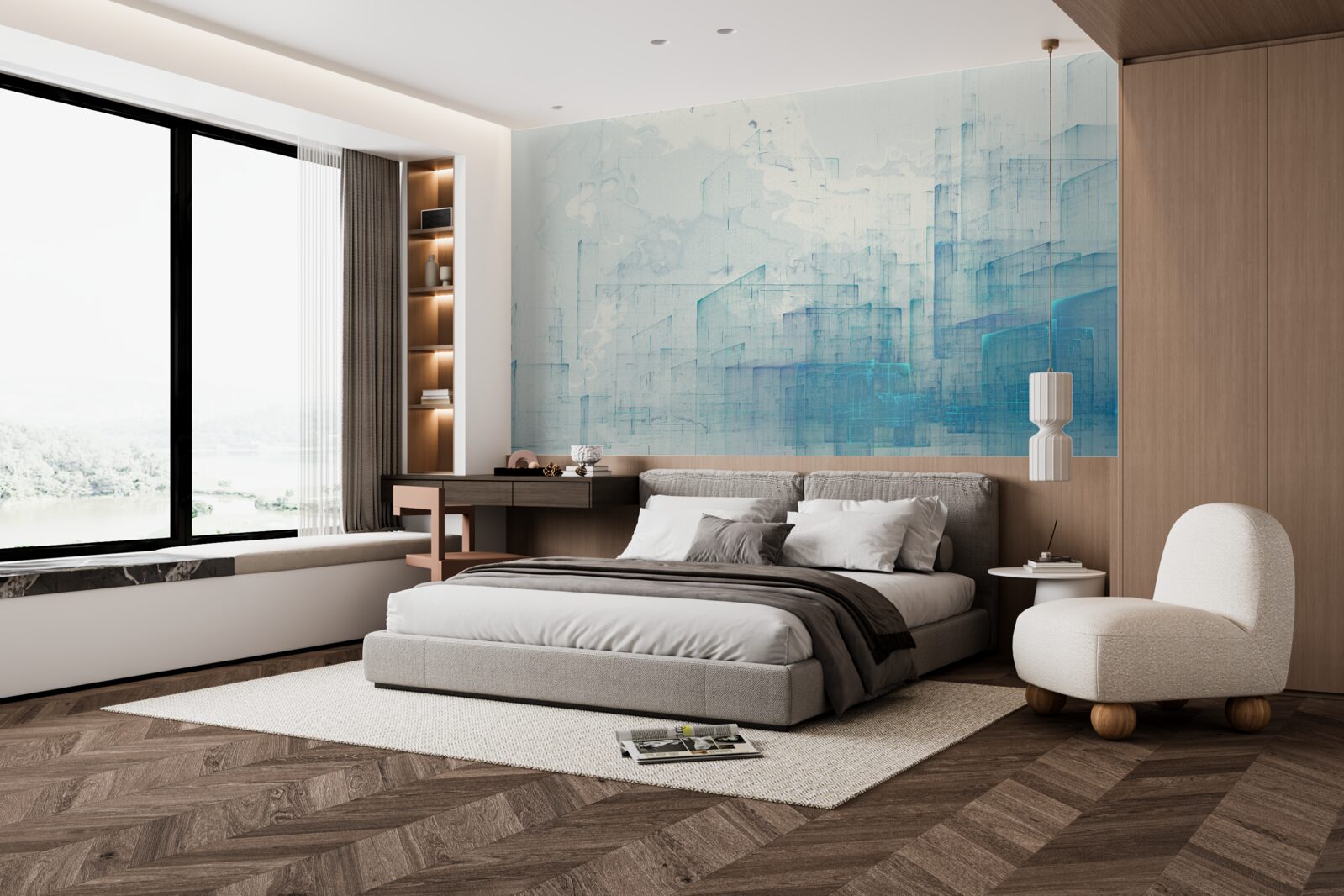 Fototapeta abstrakcyjne miasto spowite mgłą