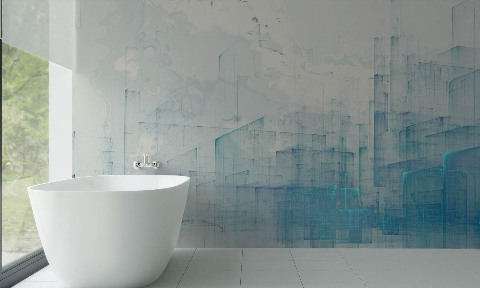 Fototapeta abstrakcyjne miasto spowite mgłą