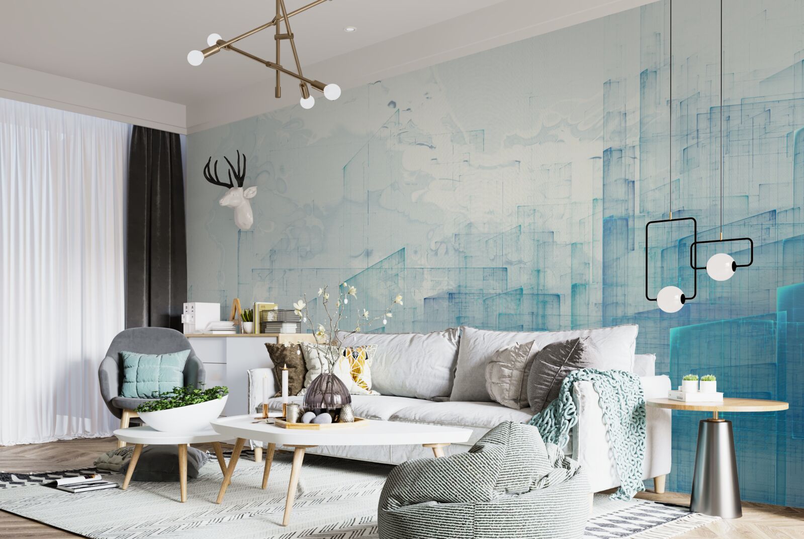 Fototapeta abstrakcyjne miasto spowite mgłą