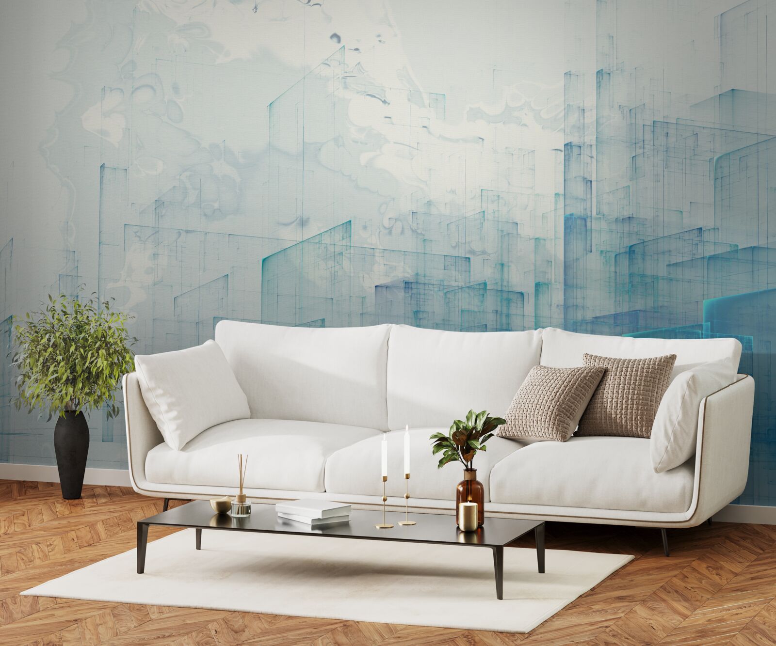 Fototapeta abstrakcyjne miasto spowite mgłą