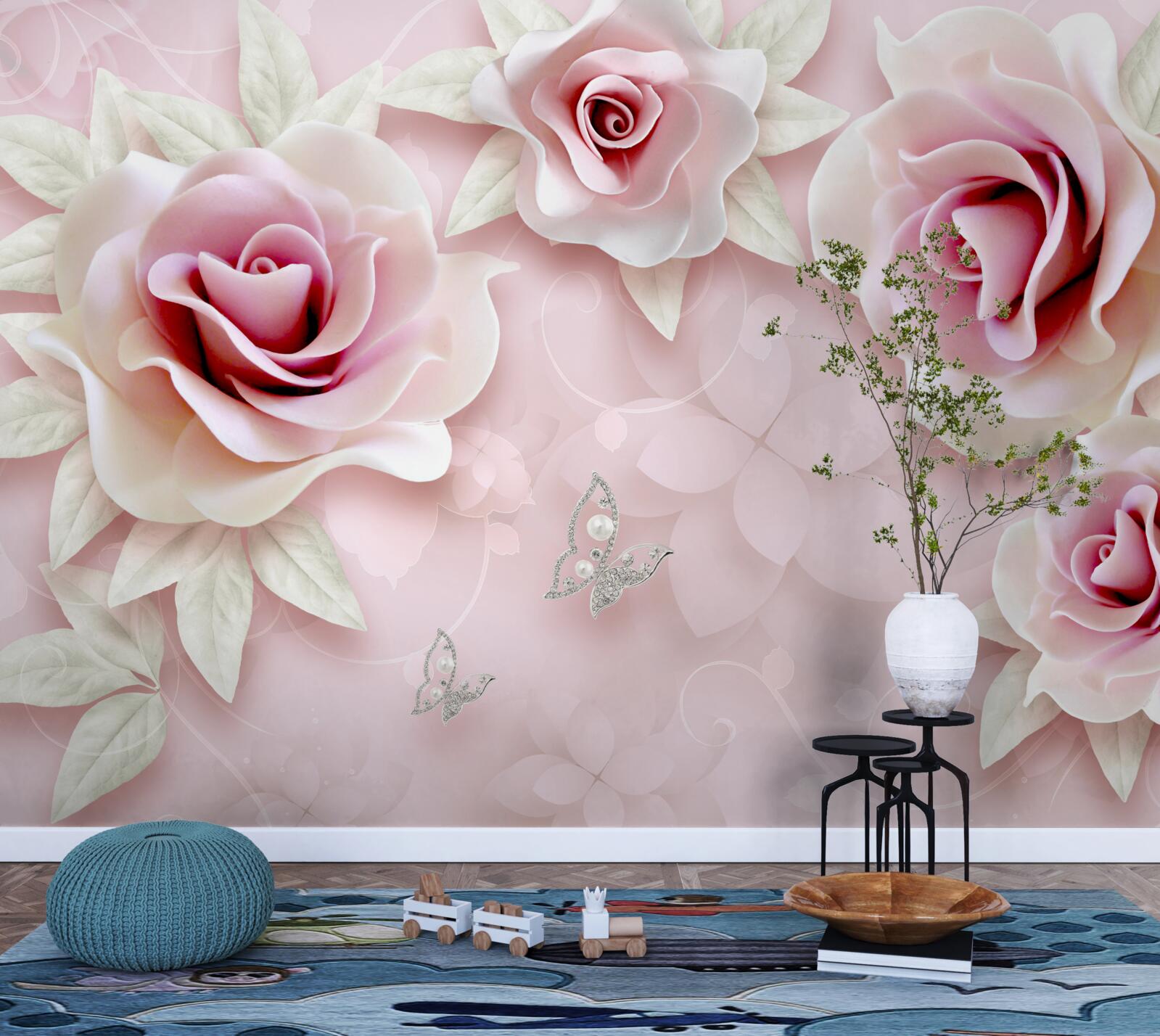 Fototapeta elegancki porcelanowy róż w delikatnej, liliowej tonacji