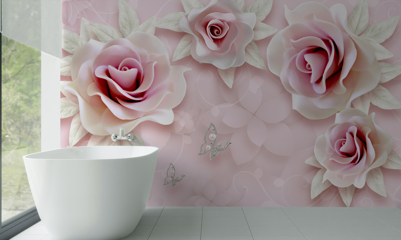 Fototapeta elegancki porcelanowy róż w delikatnej, liliowej tonacji