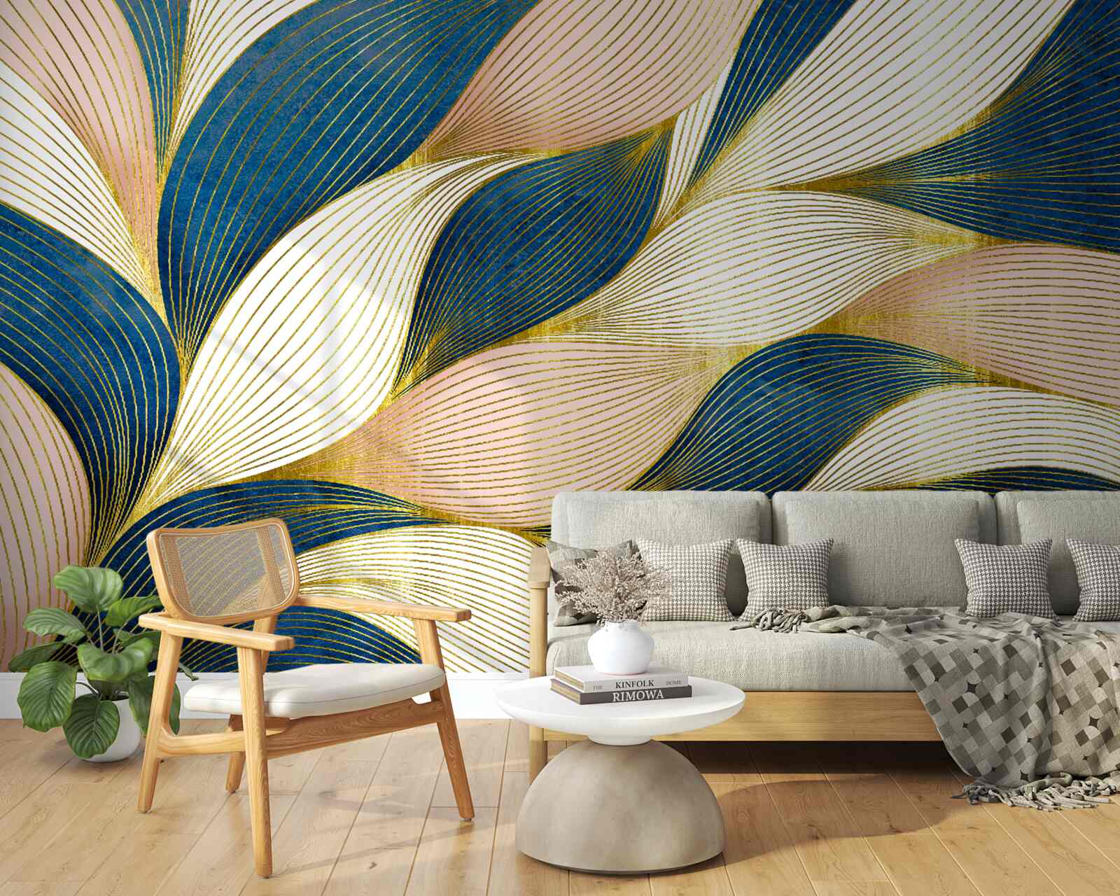 Fototapeta splecione niebieskie i złote liście