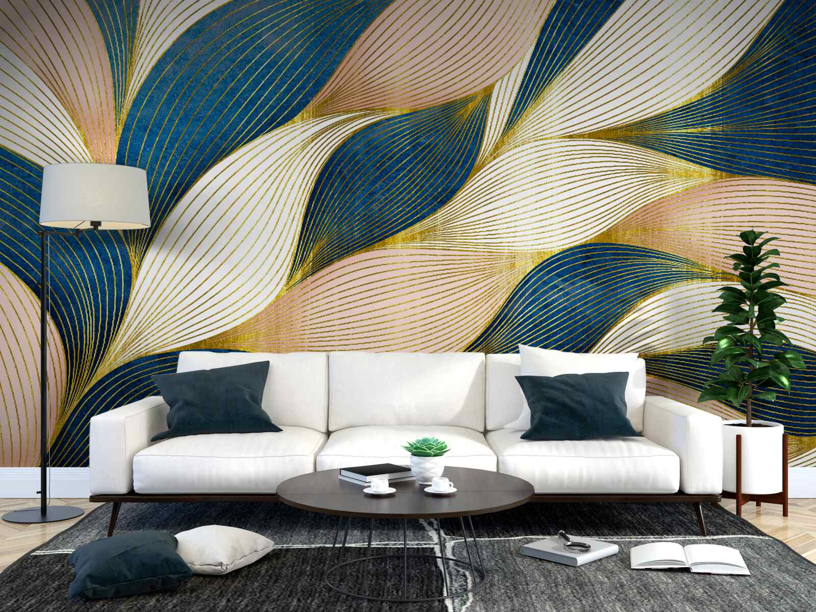 Fototapeta splecione niebieskie i złote liście