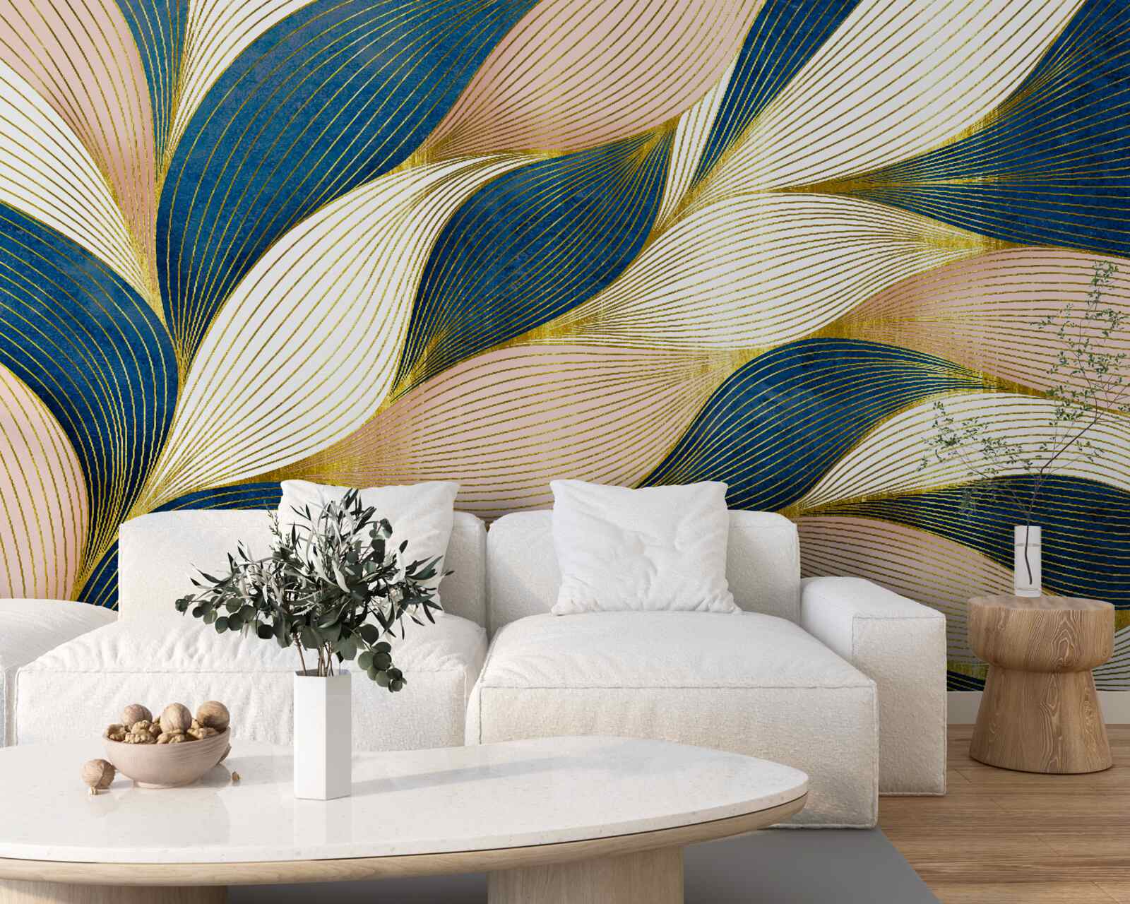 Fototapeta splecione niebieskie i złote liście