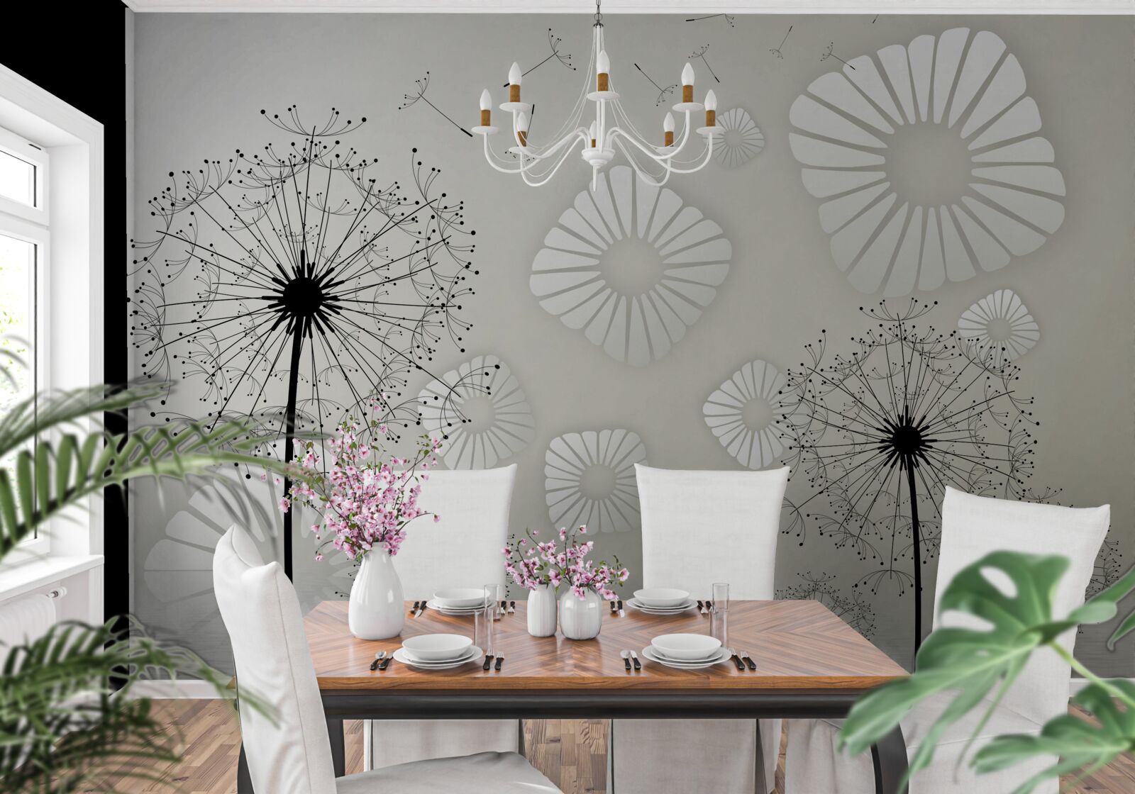 Fototapeta mniszek lekarski o wschodzie słońca