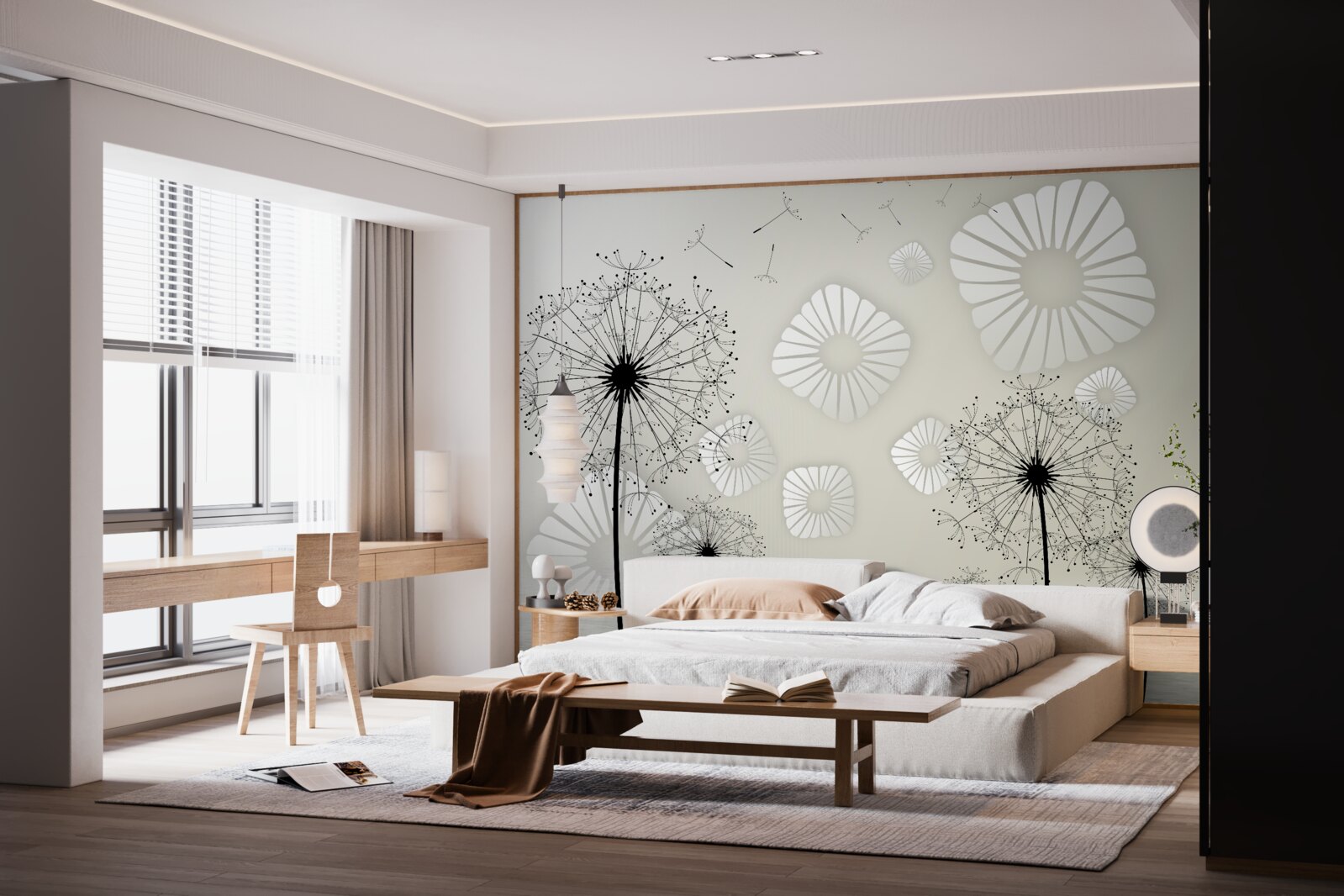 Fototapeta mniszek lekarski o wschodzie słońca