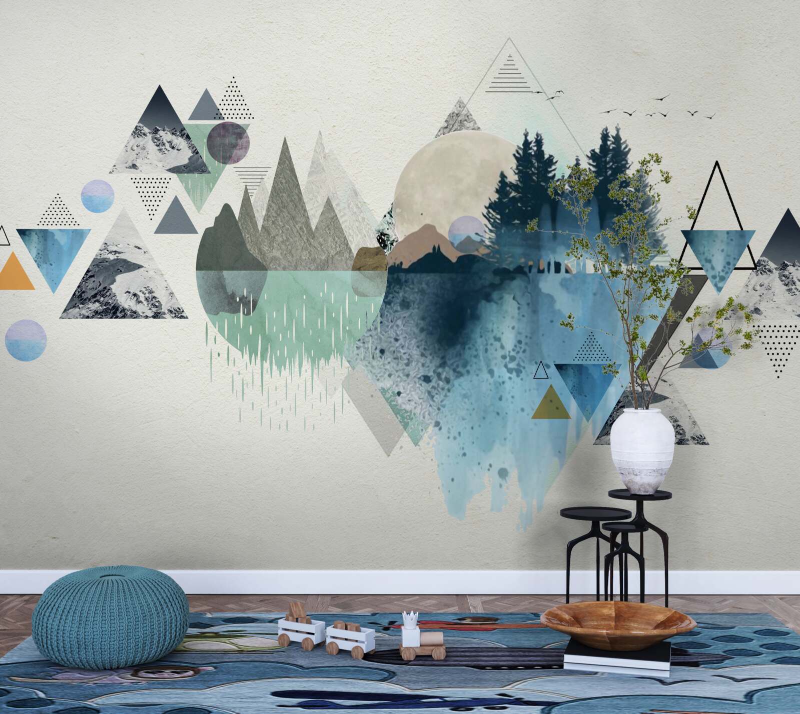 Fototapeta odbicie jeziora pokazuje mroźny zimowy las