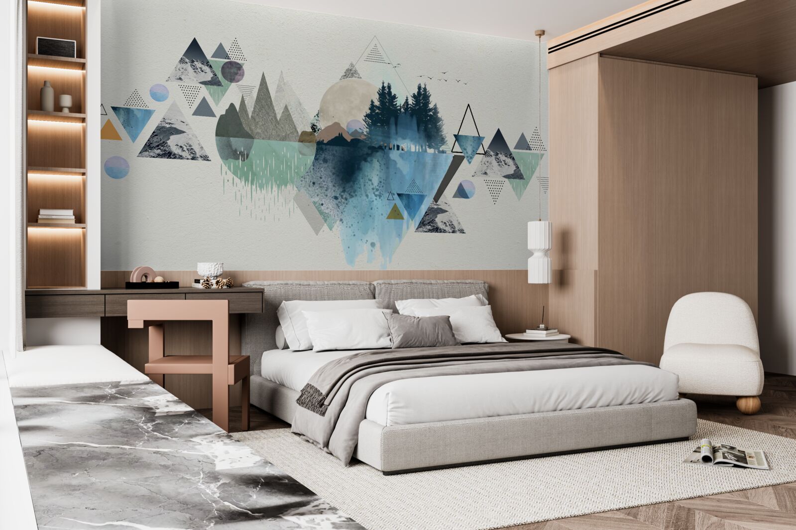 Fototapeta odbicie jeziora pokazuje mroźny zimowy las