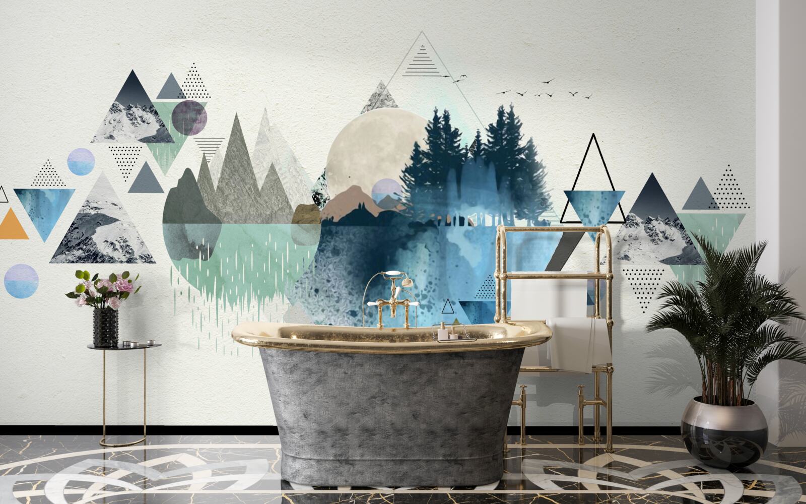 Fototapeta odbicie jeziora pokazuje mroźny zimowy las