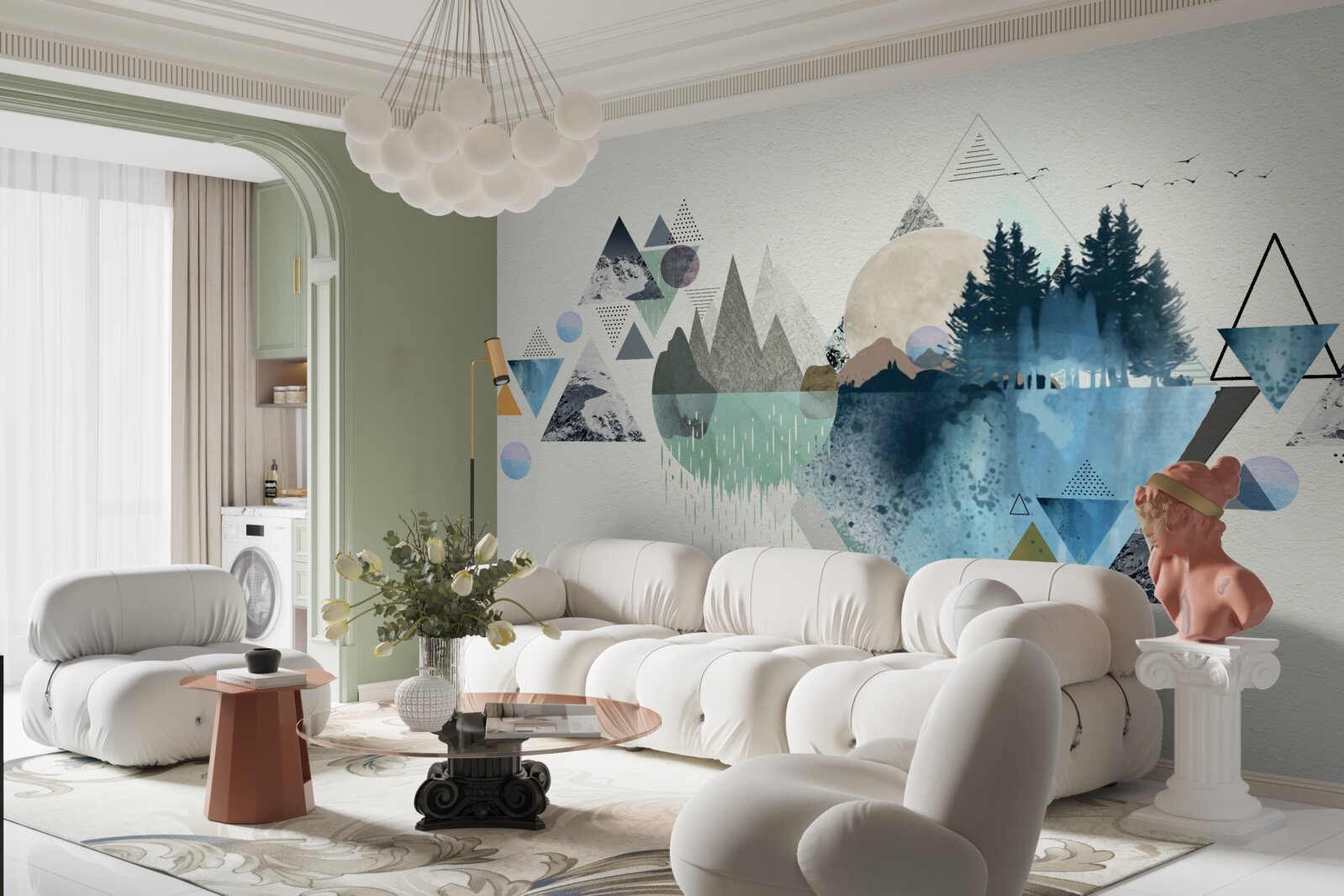 Fototapeta odbicie jeziora pokazuje mroźny zimowy las