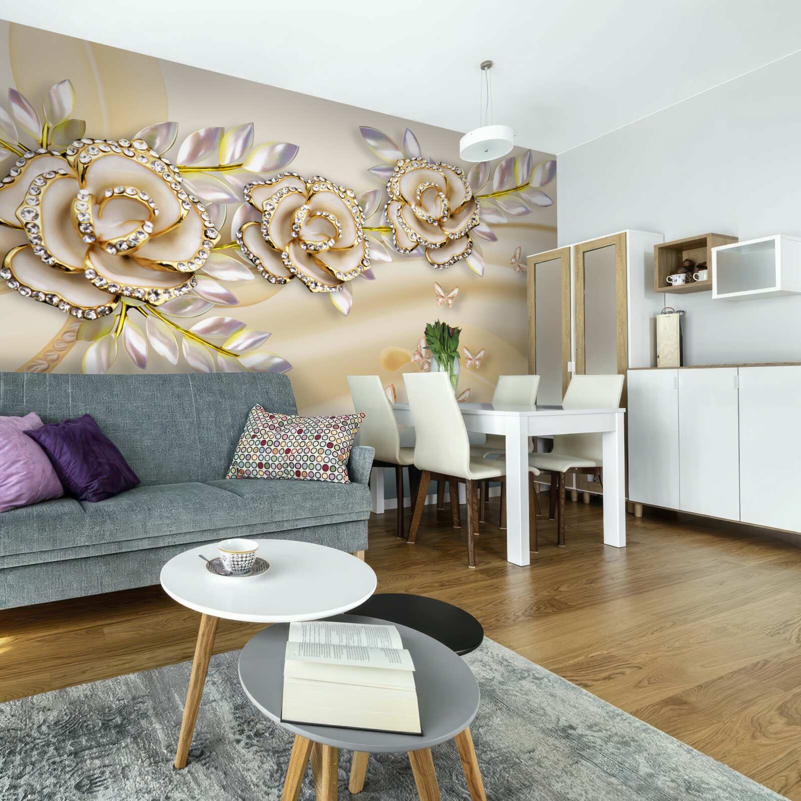 Fototapeta metalowe gałęzie złotej róży