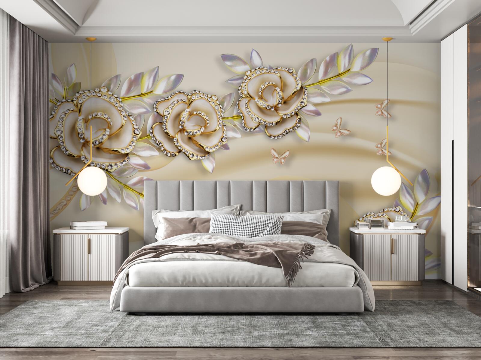 Fototapeta metalowe gałęzie złotej róży