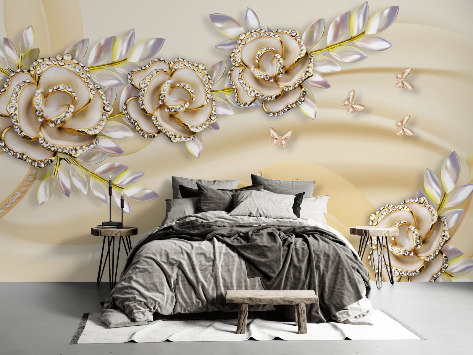 Fototapeta metalowe gałęzie złotej róży