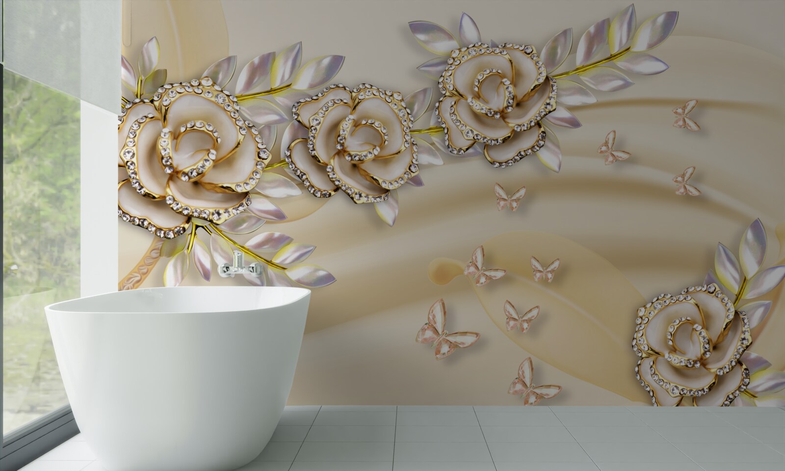 Fototapeta metalowe gałęzie złotej róży