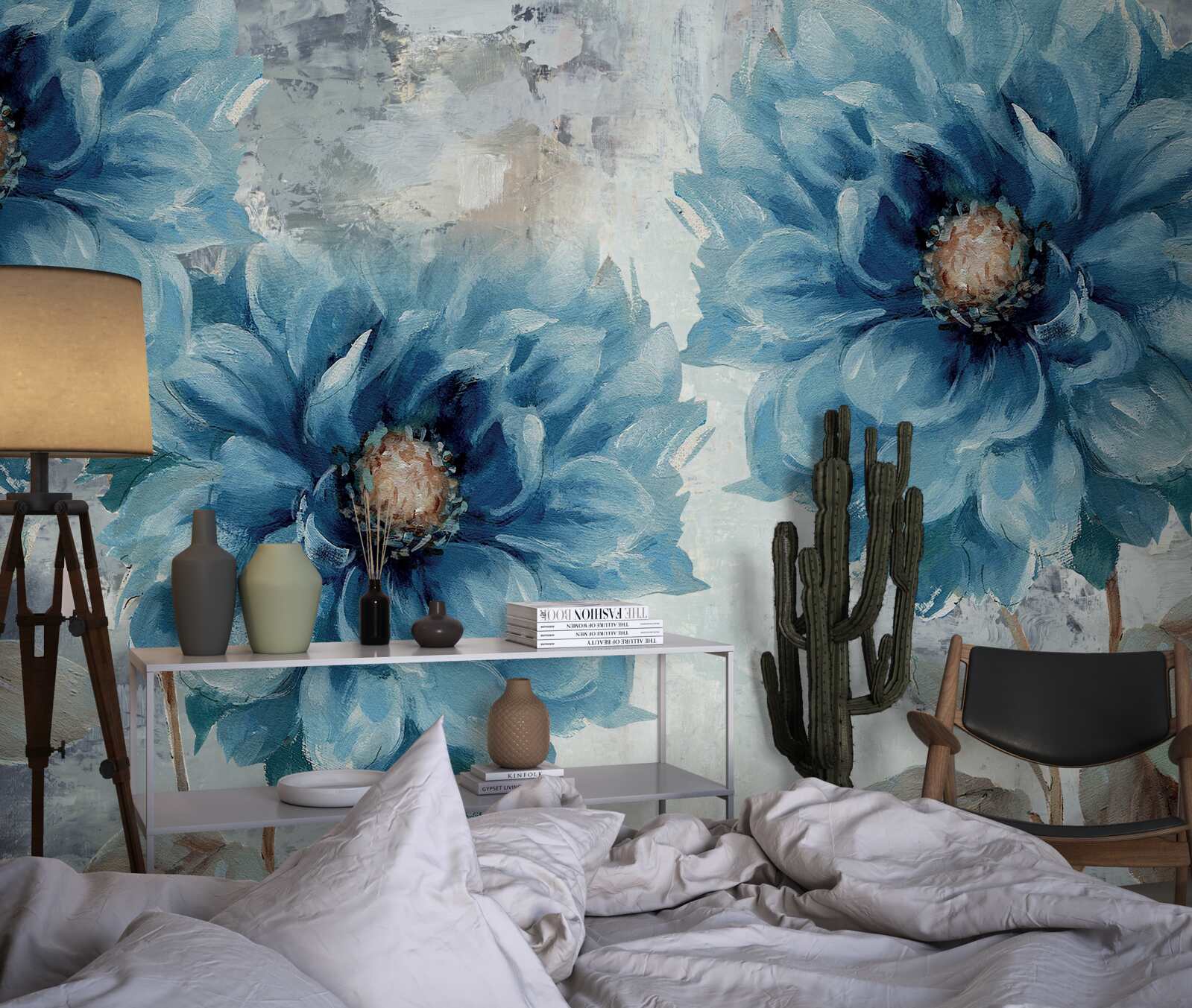 Fototapeta duże niebieskie dalie