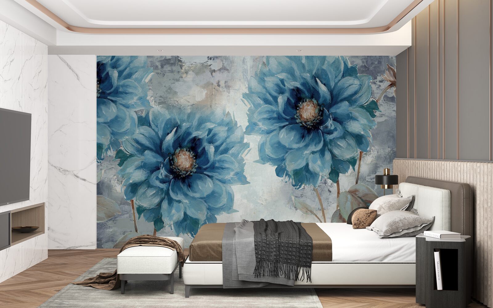 Fototapeta duże niebieskie dalie