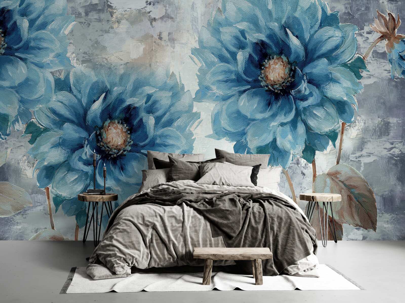 Fototapeta duże niebieskie dalie