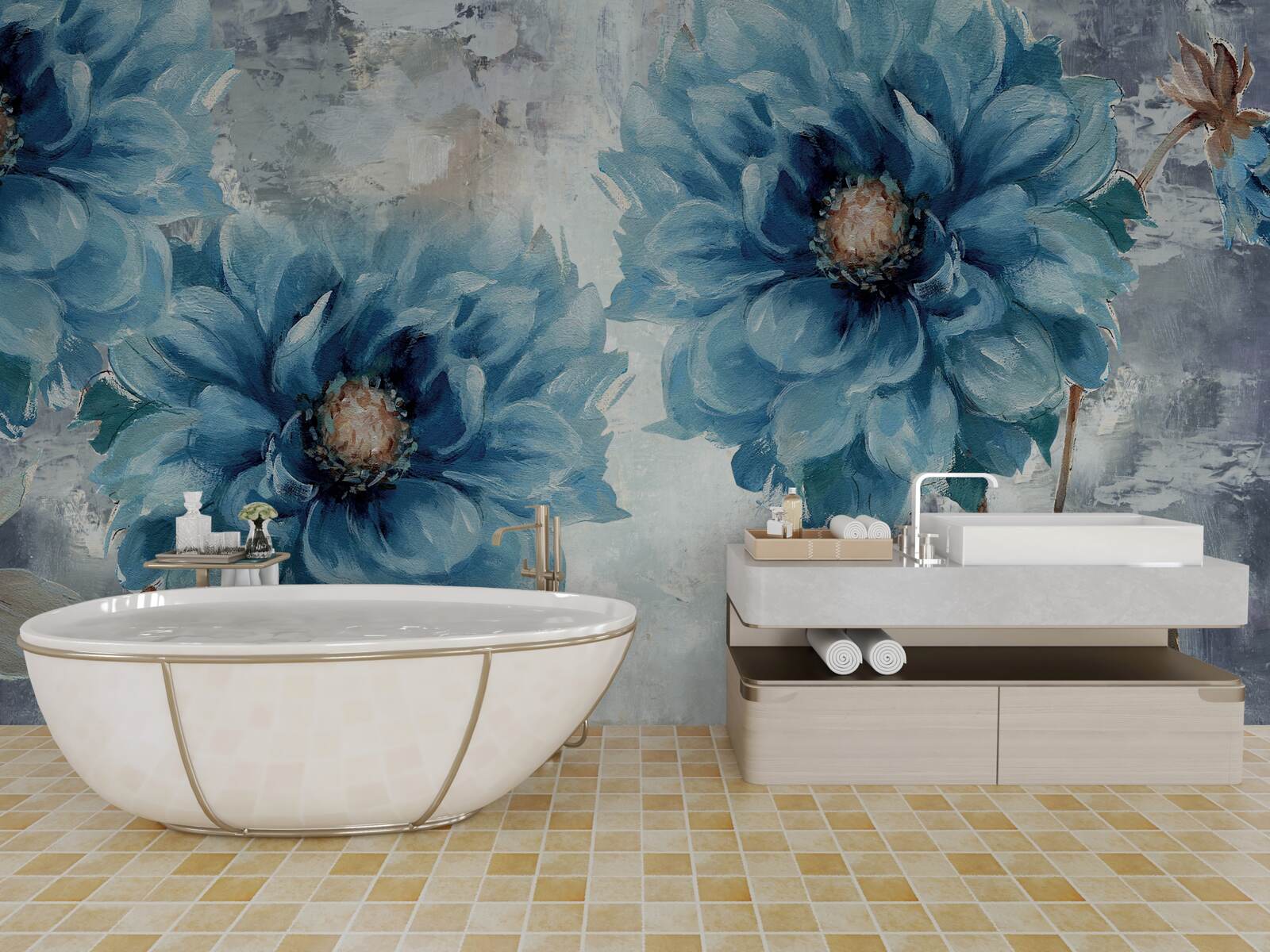 Fototapeta duże niebieskie dalie