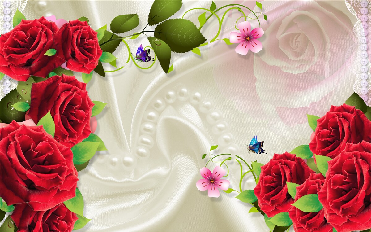 Fototapeta zespół kamieni i czerwonych róż