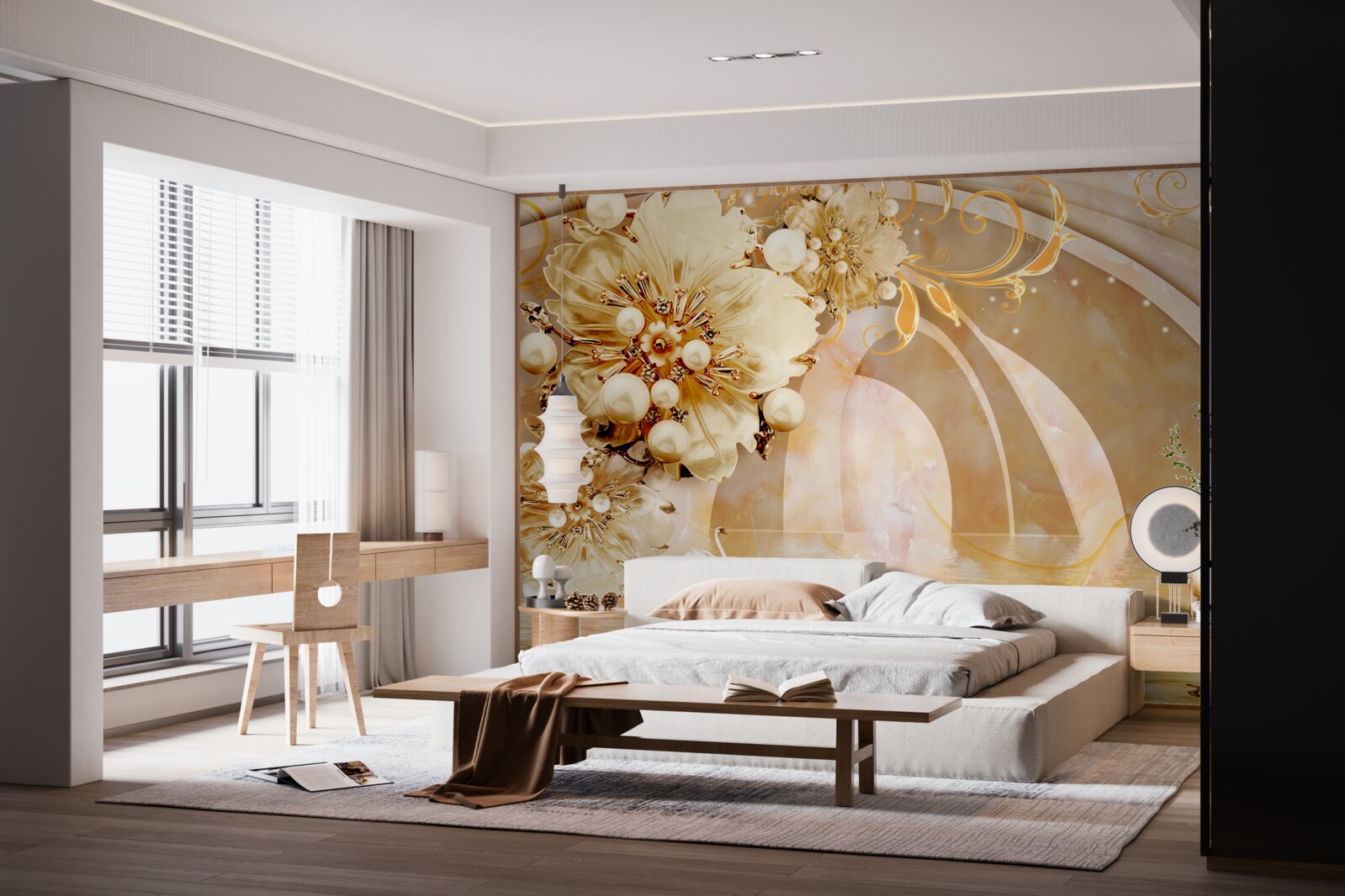 Fototapeta Łabędzie na wodzie są reprezentowane w brązowych odcieniach i kolorach