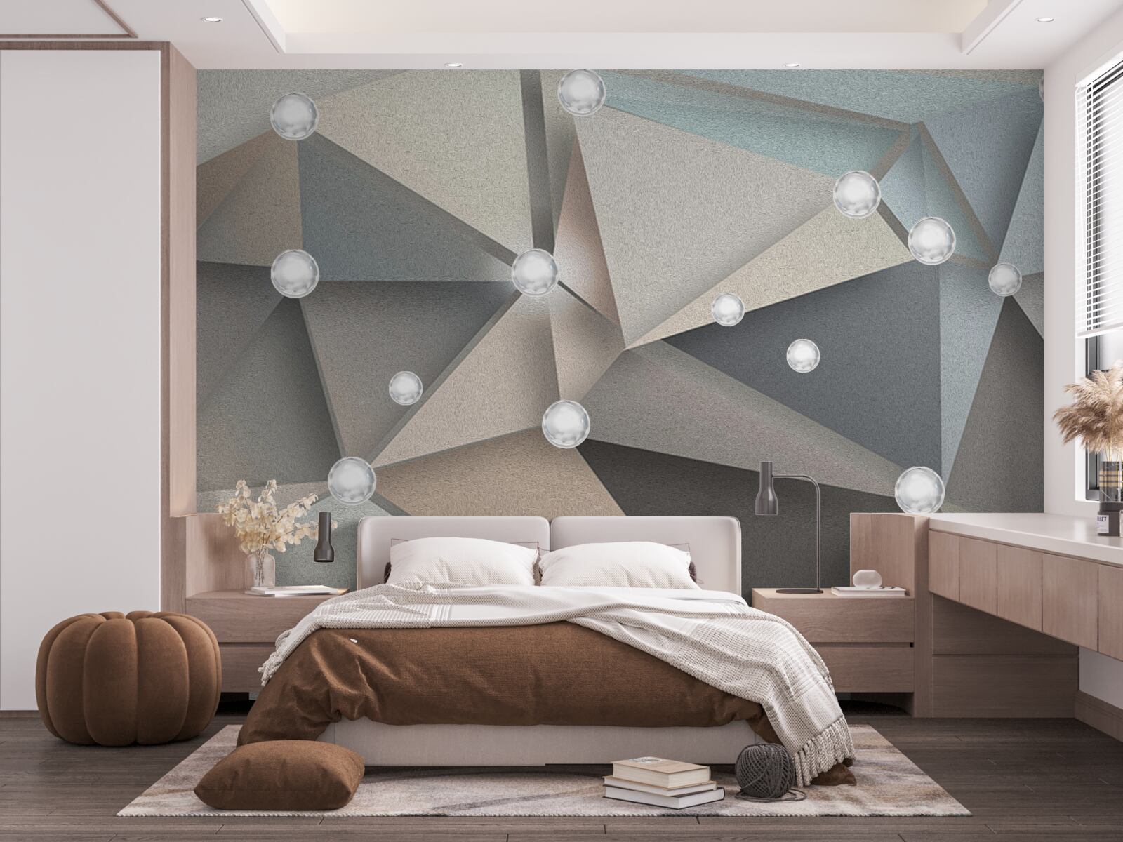 Fototapeta masa perłowa na trójkątach w pastelowych odcieniach