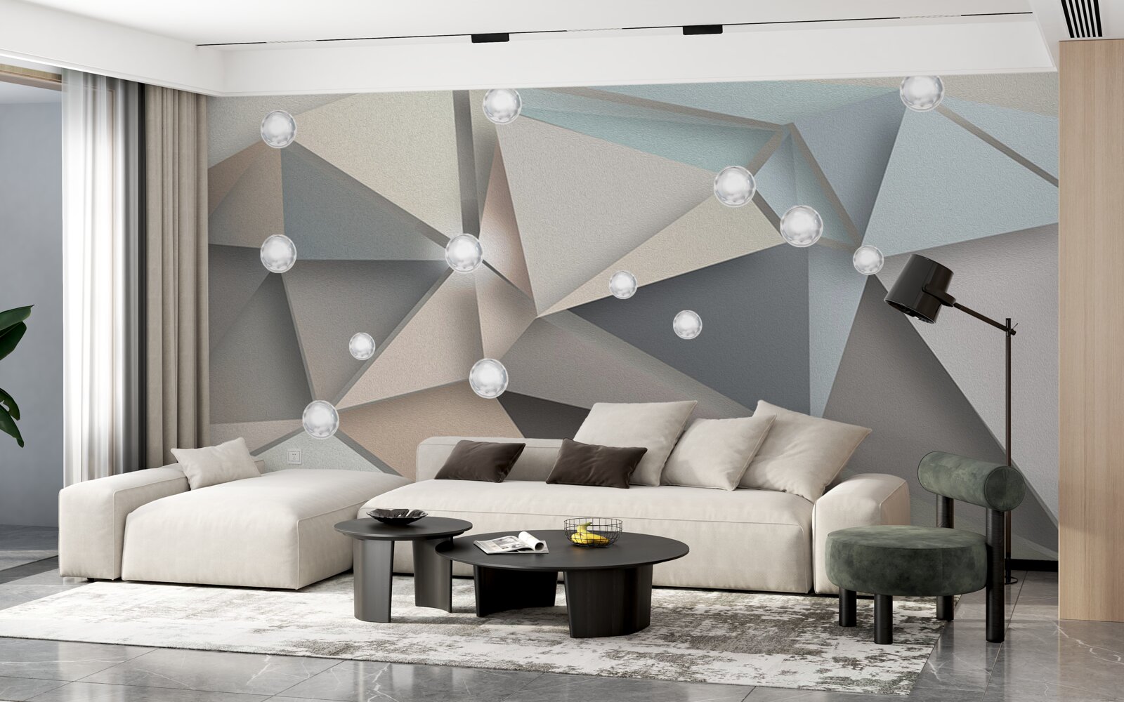 Fototapeta masa perłowa na trójkątach w pastelowych odcieniach