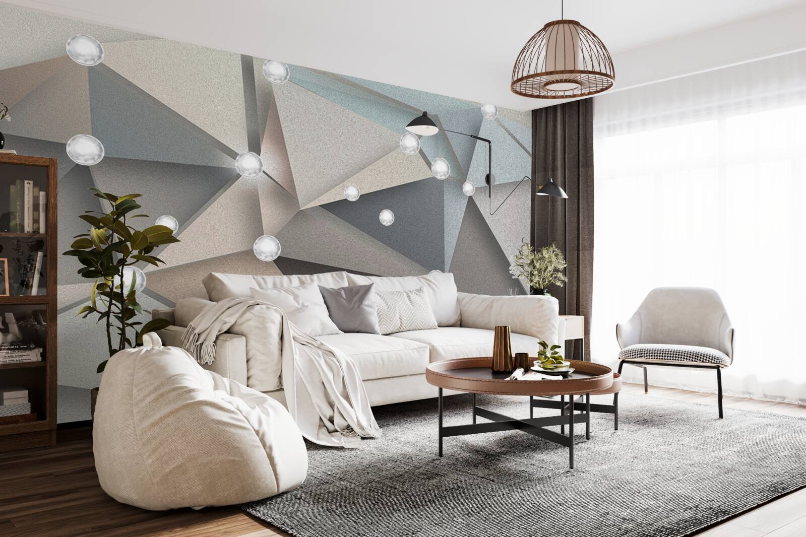 Fototapeta masa perłowa na trójkątach w pastelowych odcieniach