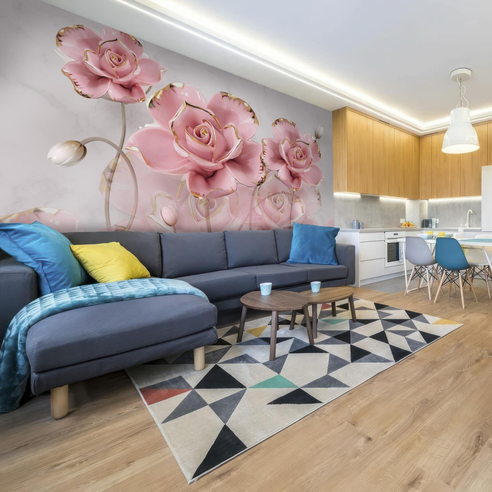 Fototapeta delikatne tło zdobią różowe róże