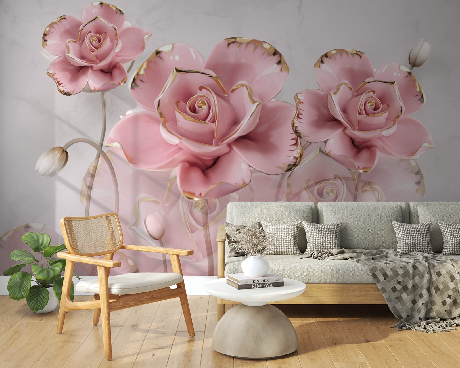 Fototapeta delikatne tło zdobią różowe róże