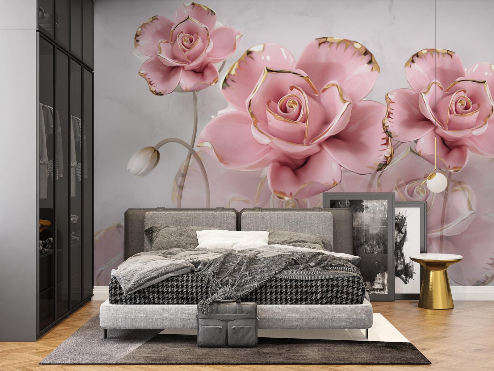 Fototapeta delikatne tło zdobią różowe róże