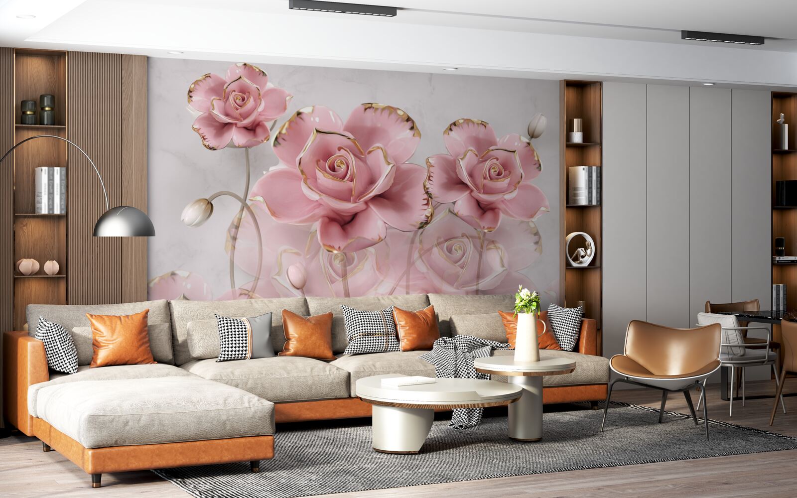 Fototapeta delikatne tło zdobią różowe róże