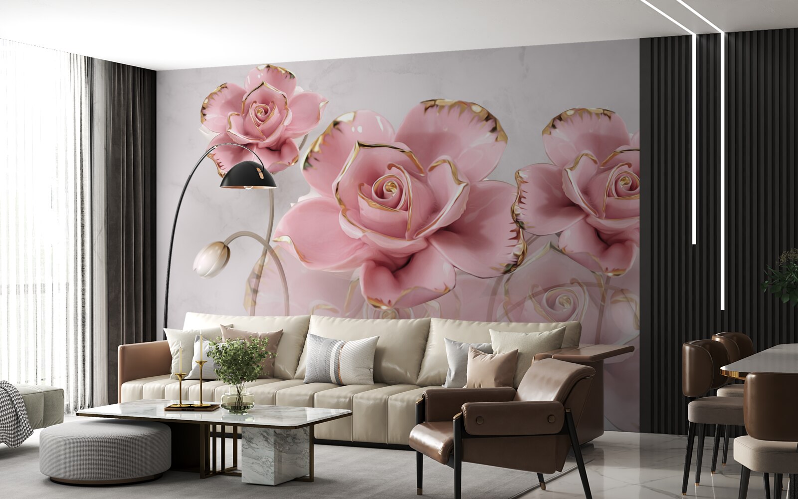 Fototapeta delikatne tło zdobią różowe róże