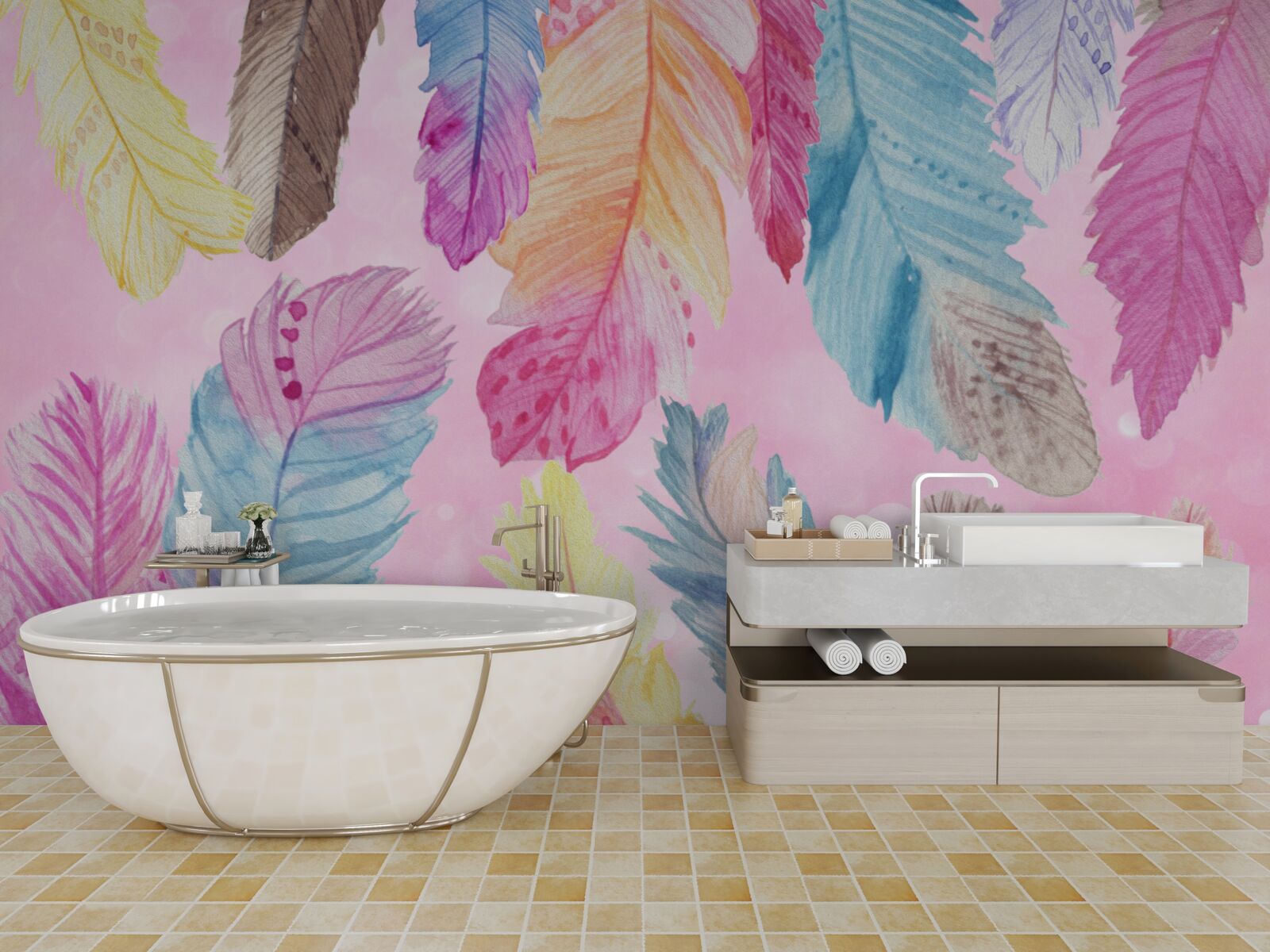 Fototapeta pióra o pięknych różnych odcieniach