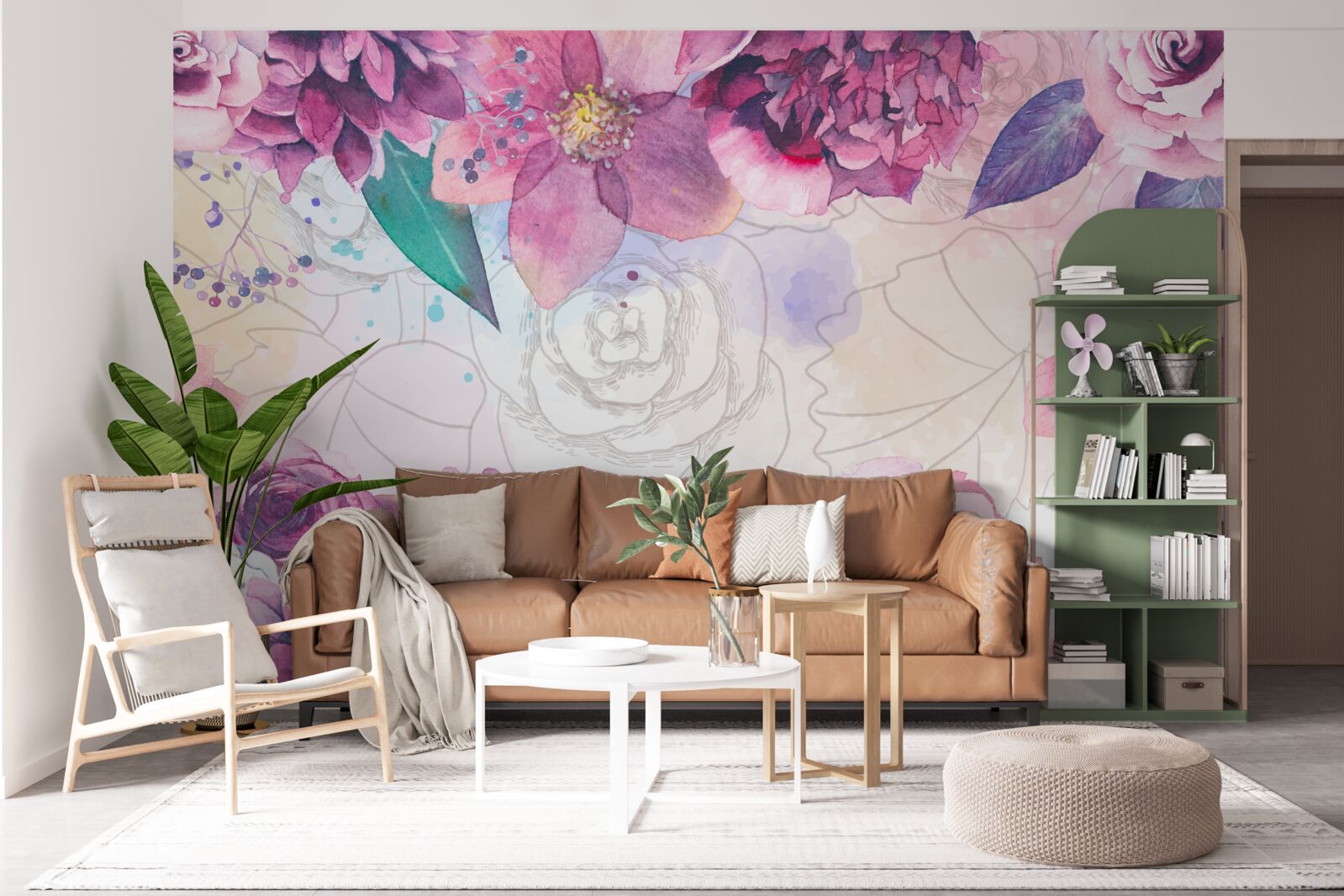 Fototapeta tło akwarelowe z kwiatami w odcieniach bzu