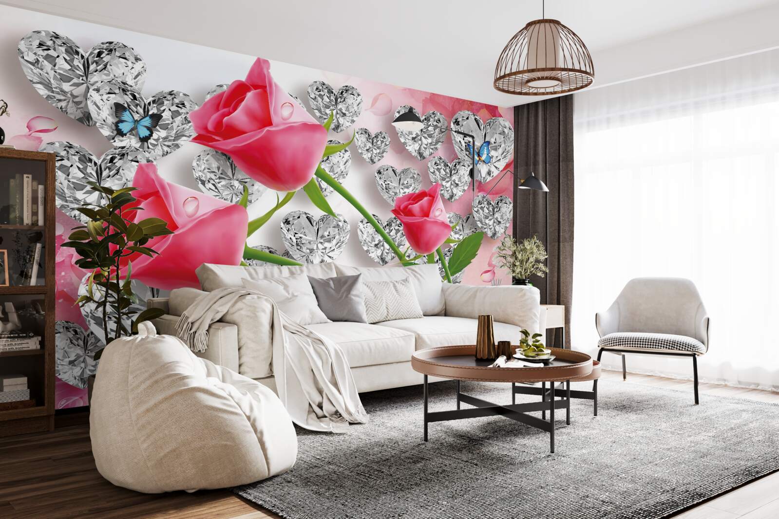 Fototapeta diamenty i czerwone róże