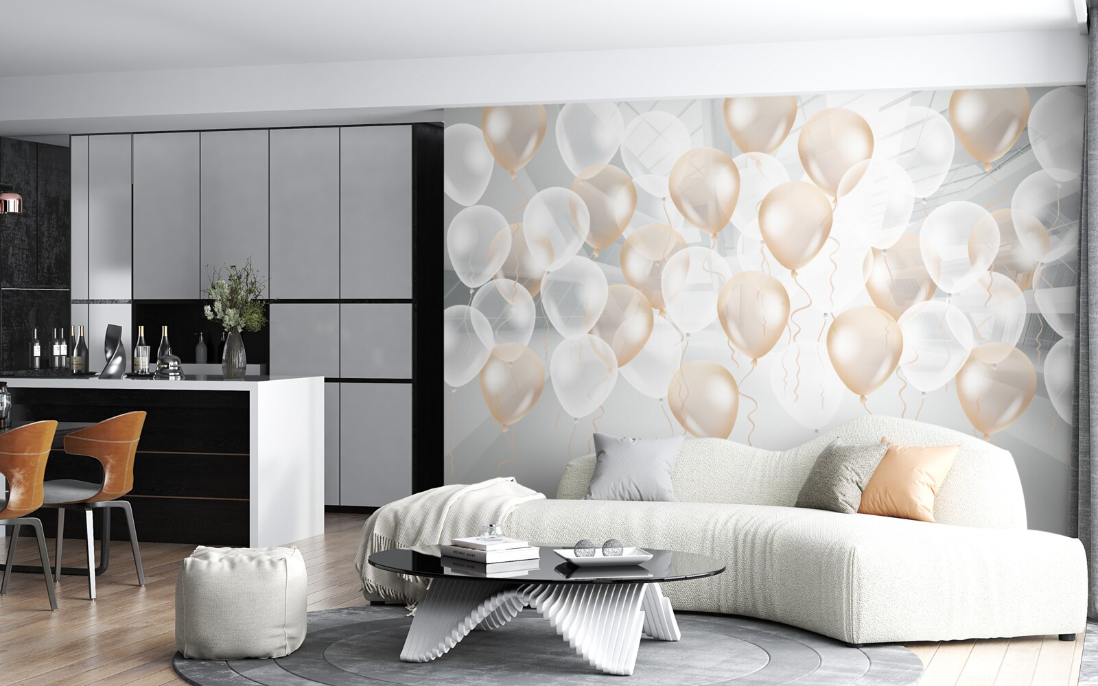 Fototapeta balony biało-złote