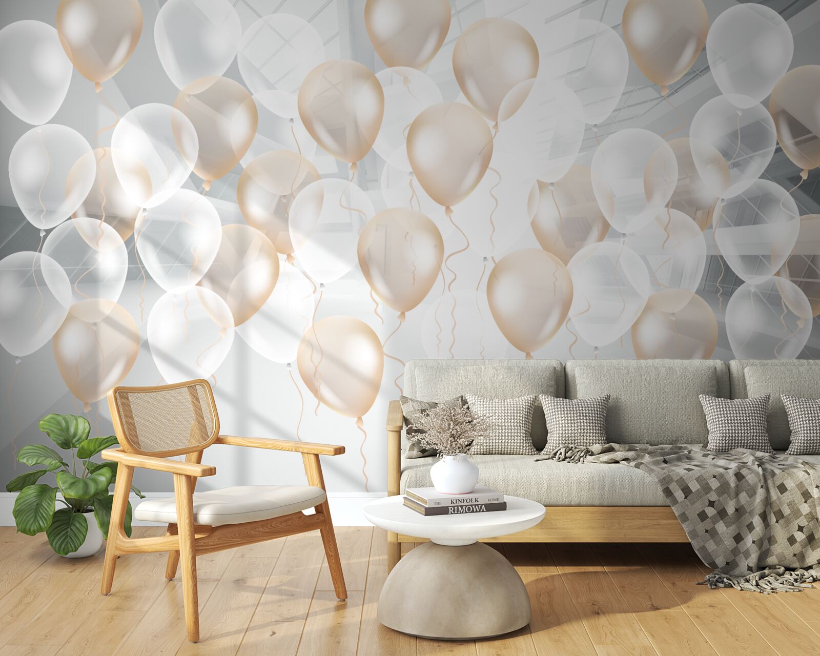 Fototapeta balony biało-złote