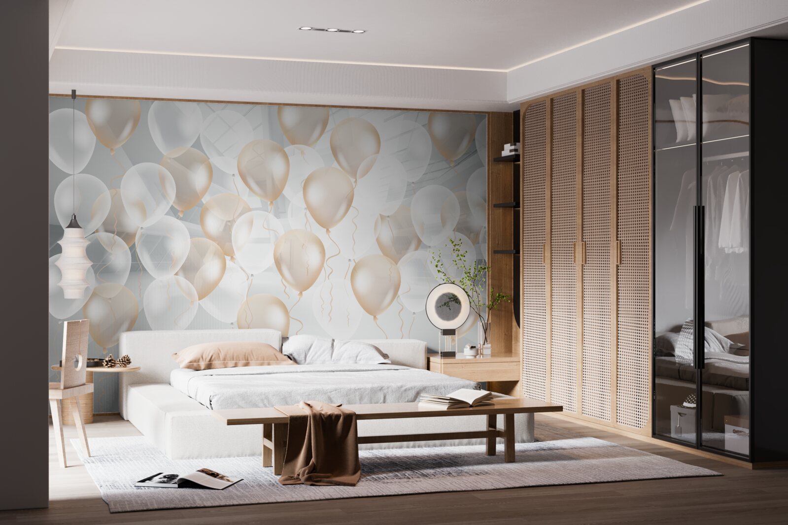 Fototapeta balony biało-złote