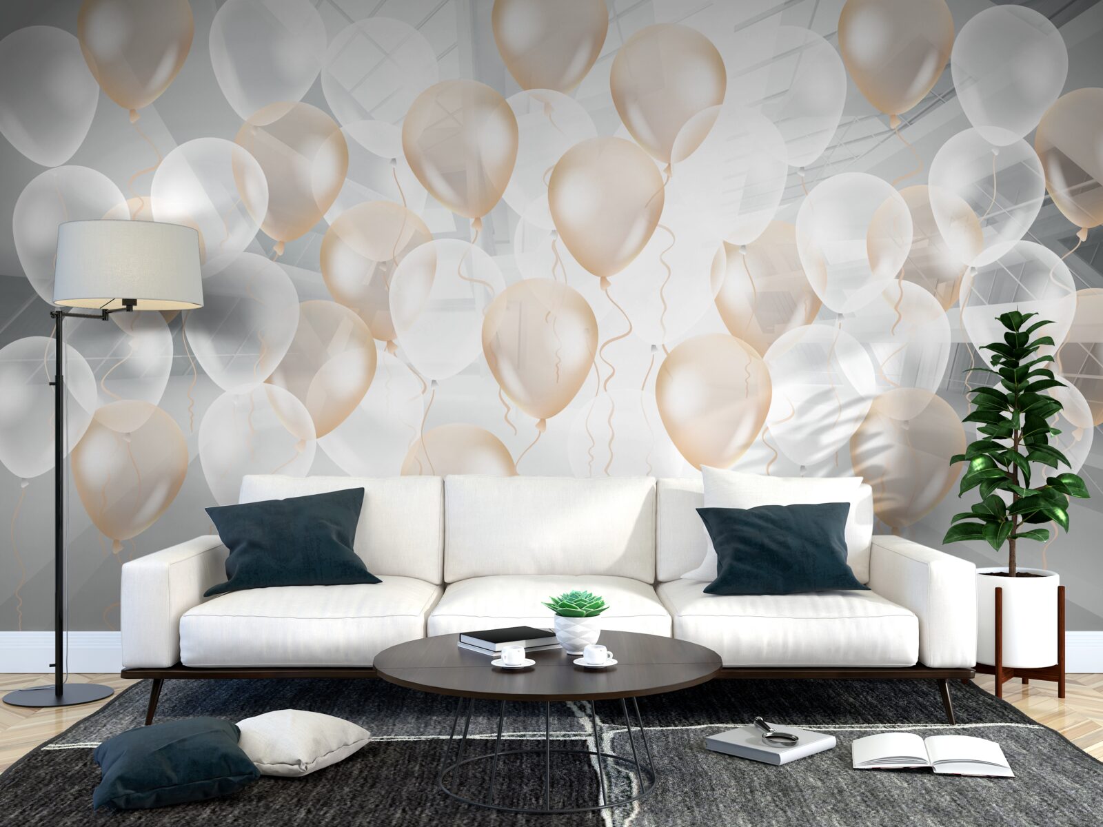 Fototapeta balony biało-złote