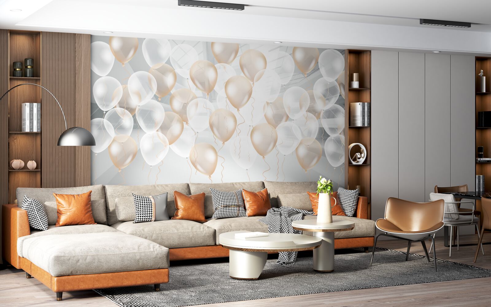 Fototapeta balony biało-złote