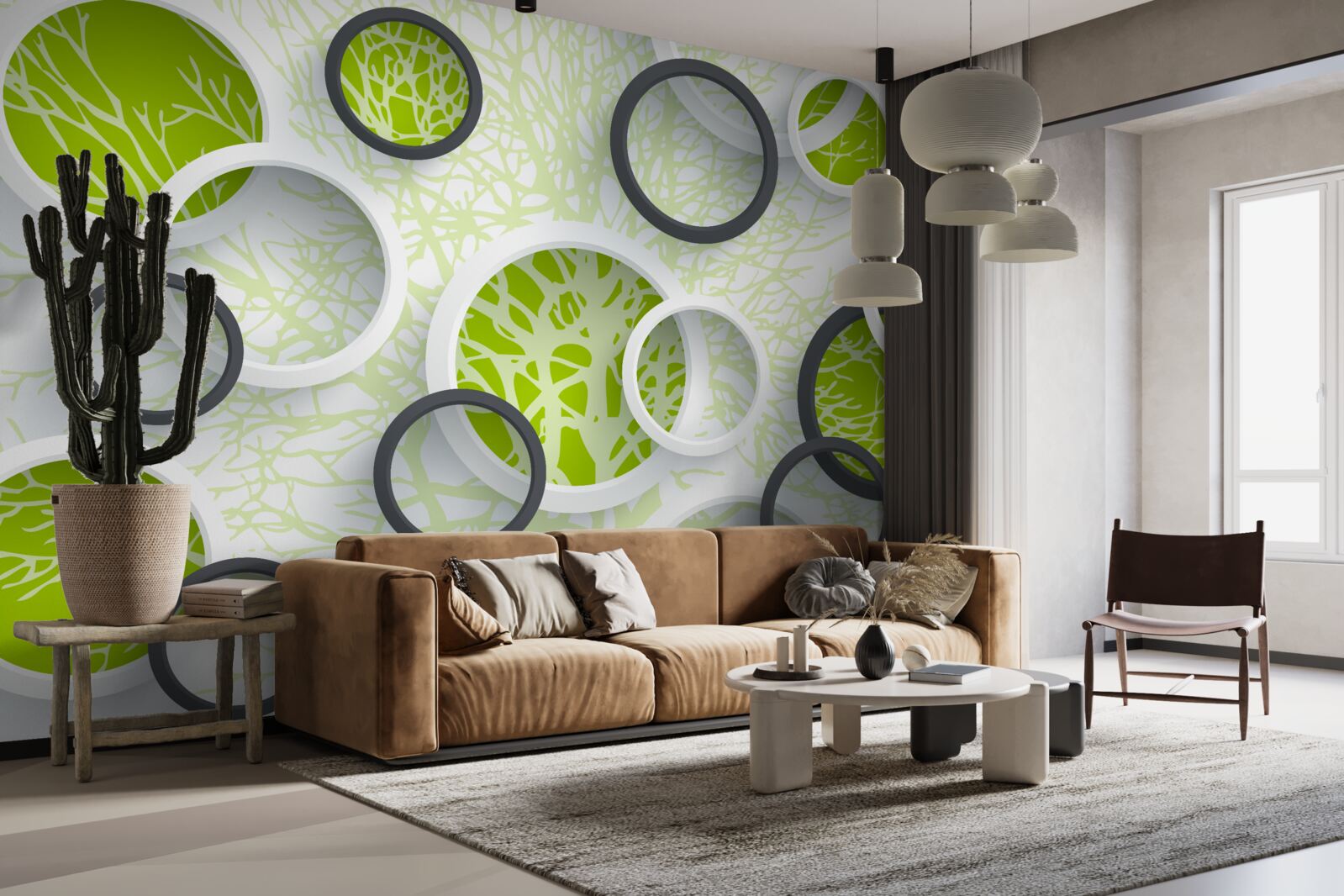 Fototapeta okręgi soczewki odbijają zieleń liści drzew