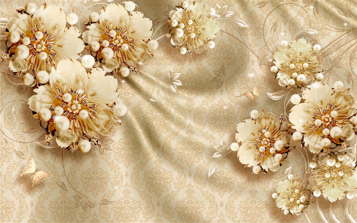 Fototapeta w odcieniach kwiatów i jedwabiu dominują odcienie brązu