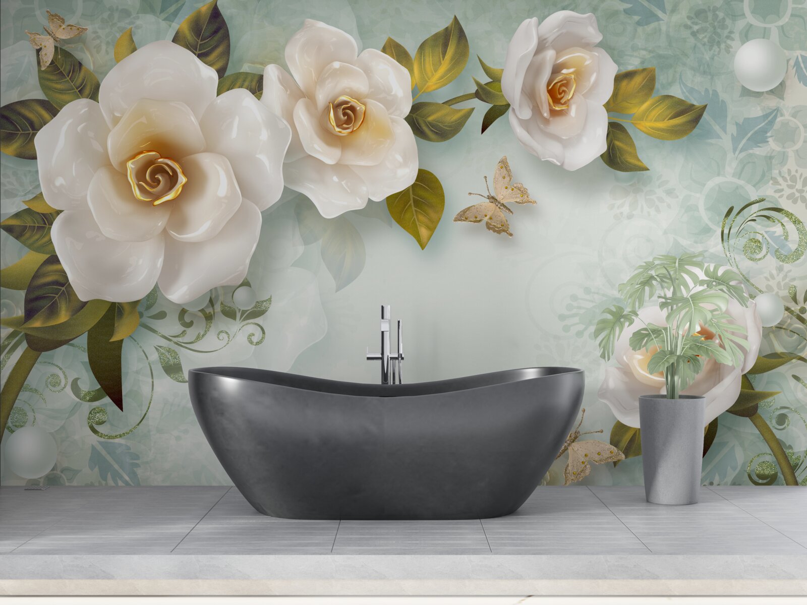 Fototapeta róże w beżowym lakierze