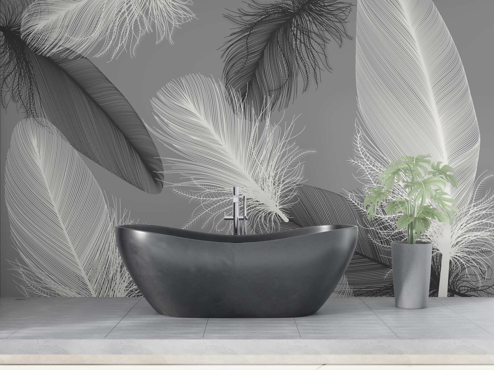 Fototapeta srebrne i lekkie puszyste talerze