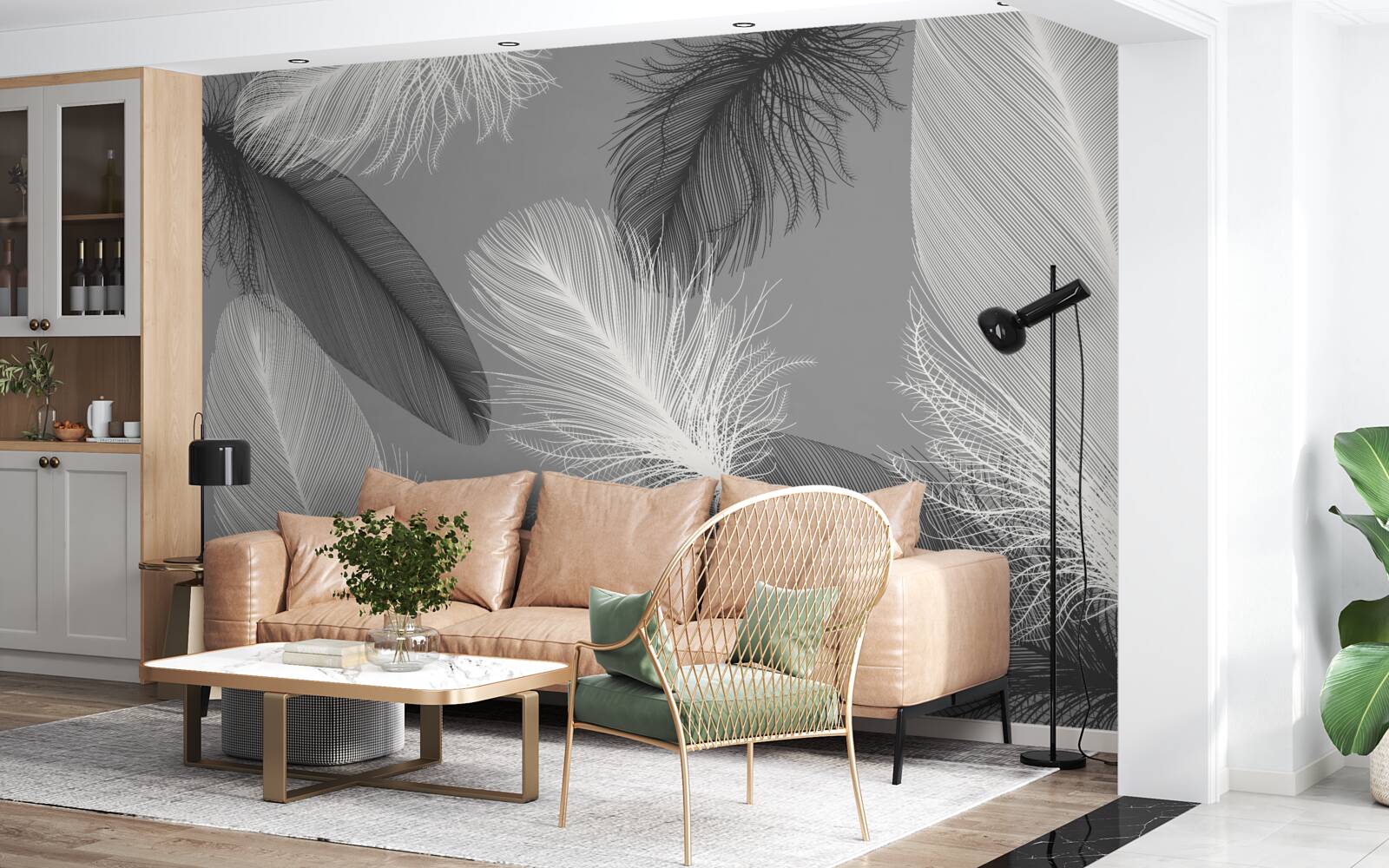 Fototapeta srebrne i lekkie puszyste talerze